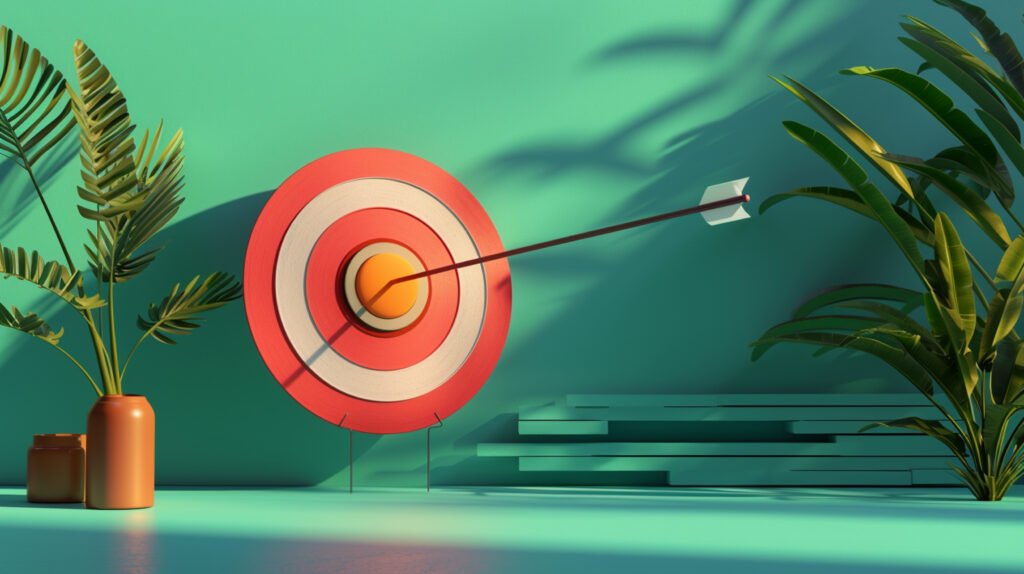 3d rendering arrow hitting target